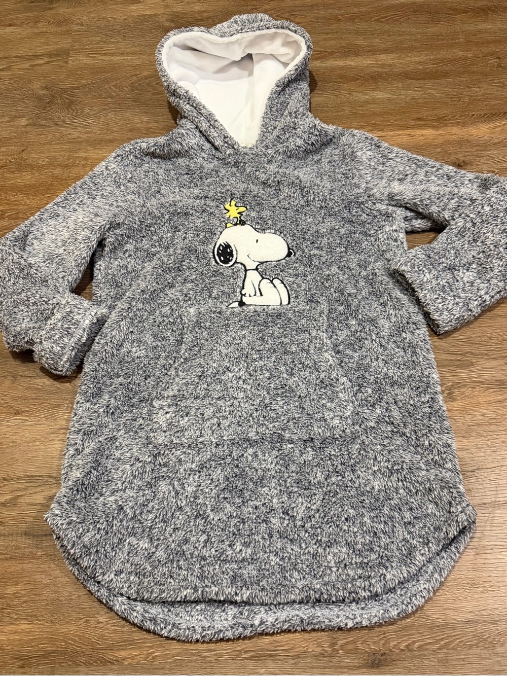 Peanuts Snoopy Woodstock Sherpa Plush Hoodie Lounger Sleep Tunic - Picture 2 of 7